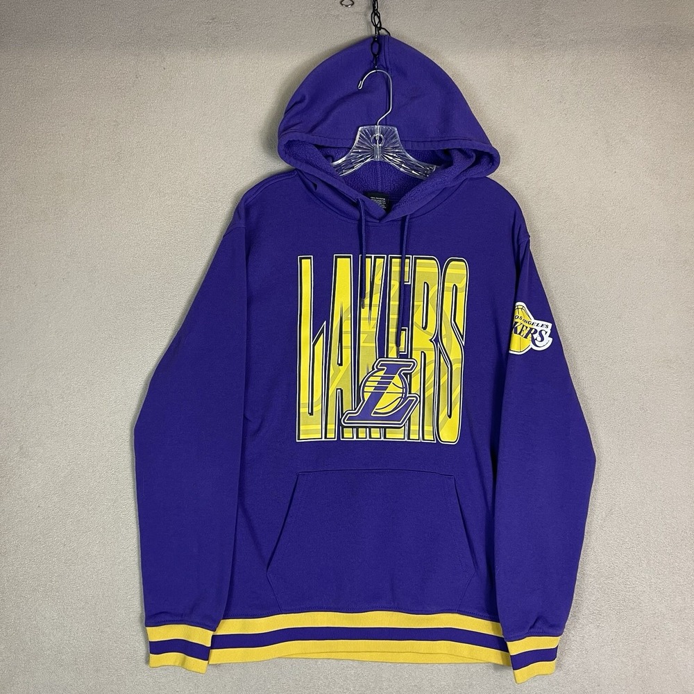 NBA Hoodie Mens Small‎ Purple Los Angeles Lakers Basketball Logo Print Pullover